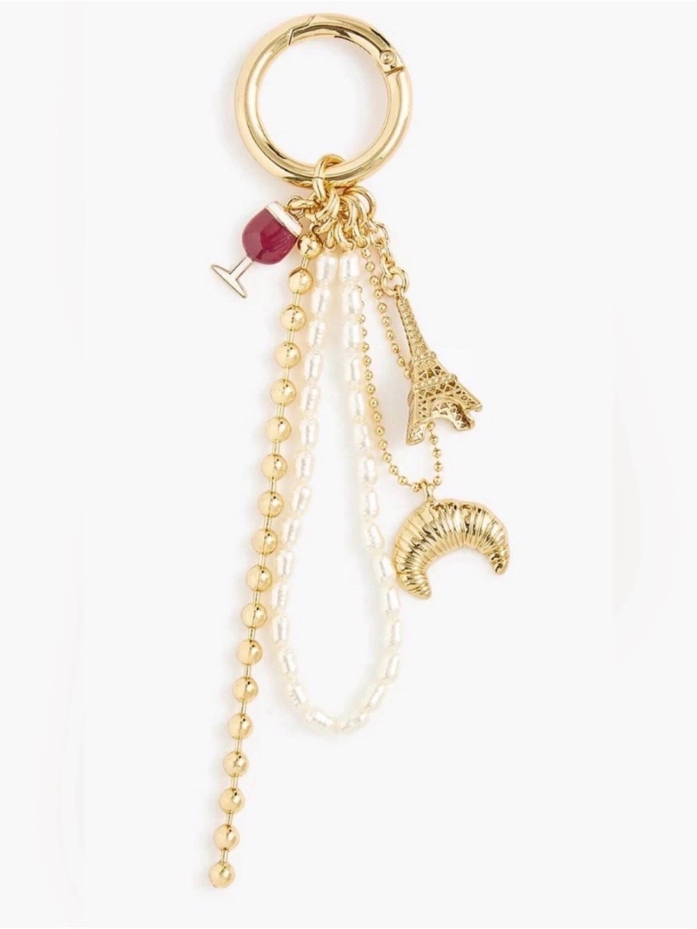 J. Crew Gold Multicolor French Charm Bag Keyring
